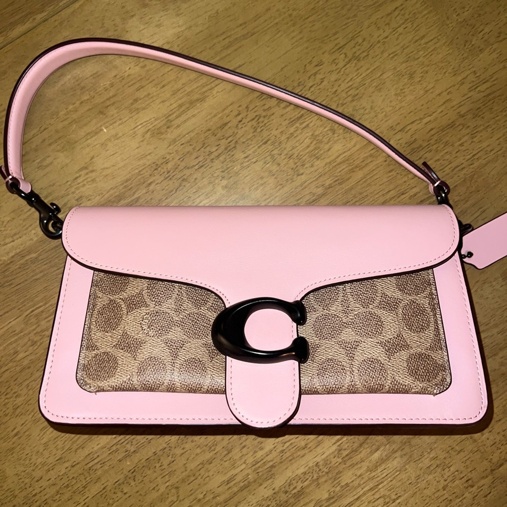 Coach Tabby Pink and Tan Monogram Shoulder Bag